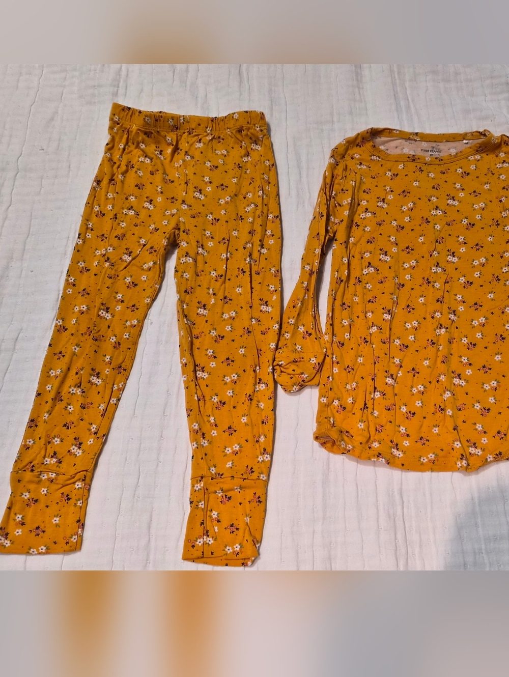 Posh Peanut Kids Floral Long Sleeve Pajama Set - Mustard Yellow